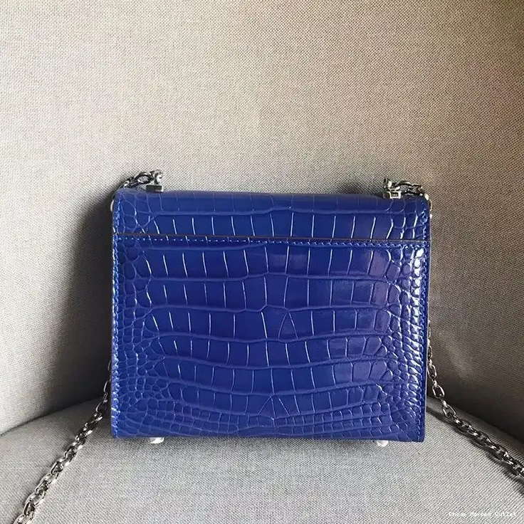 Affordable Leather Bag Palladium Hardware In Alligator Hermes Verrou Mini Chaine Blue 0505